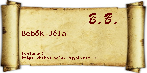 Bebők Béla névjegykártya