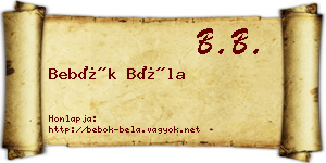 Bebők Béla névjegykártya
